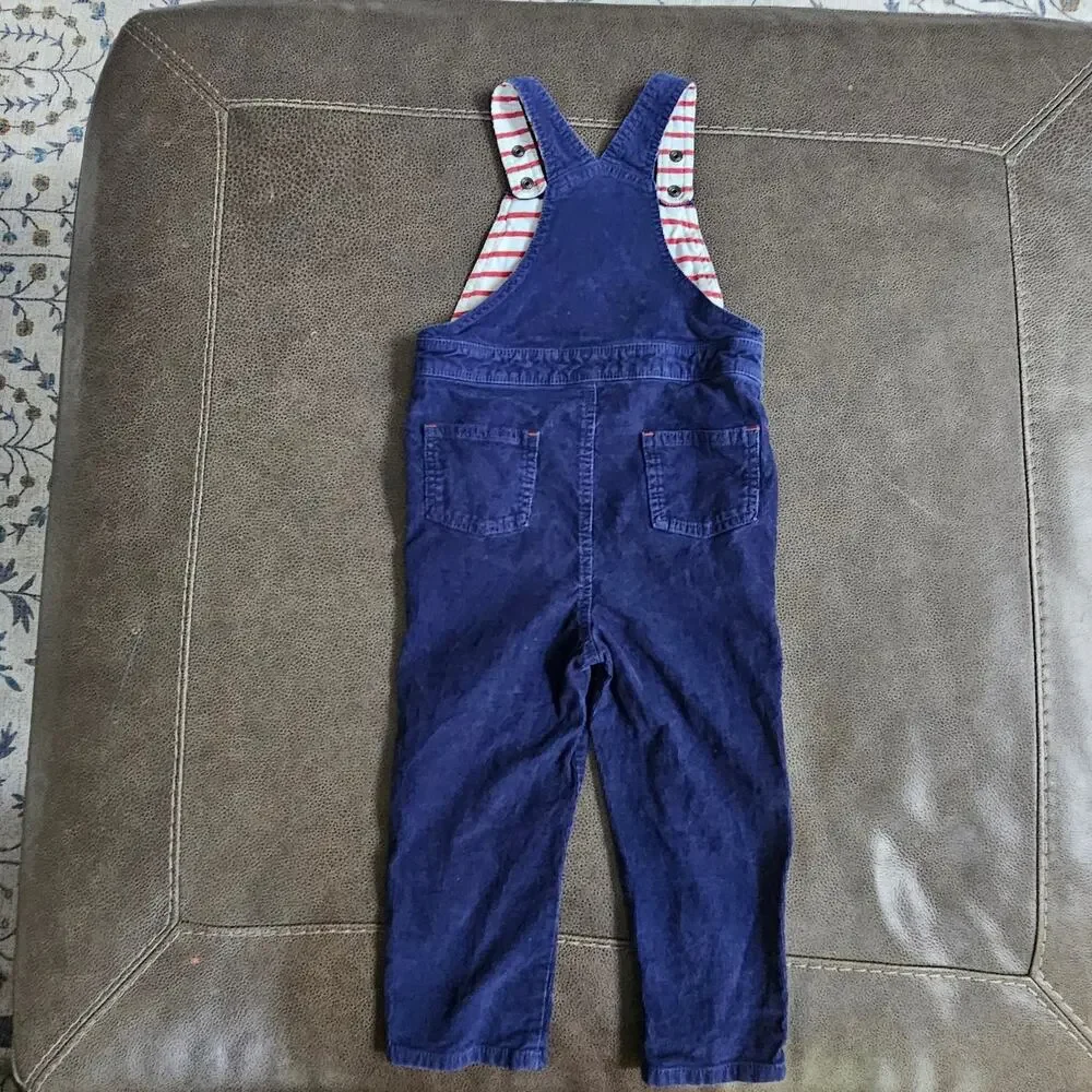 Baby Boden 2-Piece Navy Corduroy Seagull Overalls & Striped Shirt Set 3-4Y